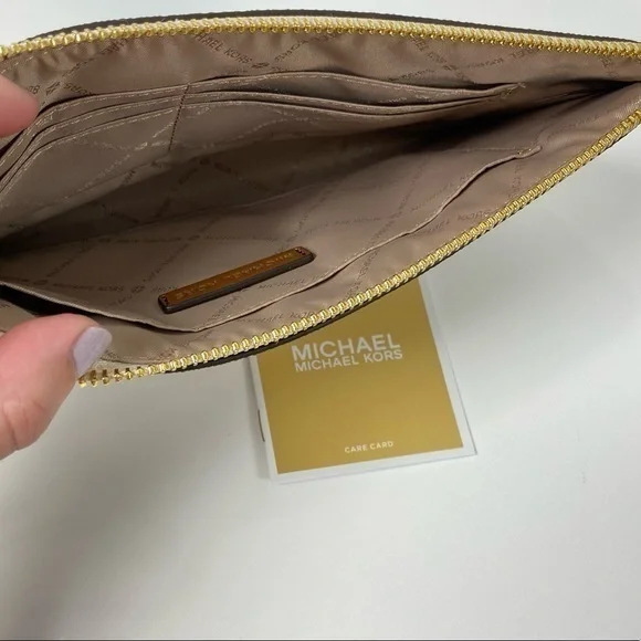 Michael Kors Wristlet Wallet Jet Set Large Clutch Vanilla Floral Print Canvas - Picture 4 of 8